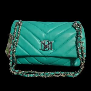 Badgley Mischka Mint Green Vegan Quilting Crossbody Shoulder Bag